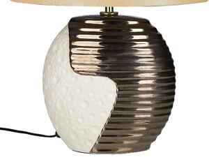 Lampada da tavolo Lampada da comodino con paralume in tessuto con base in ceramica dorata Beliani