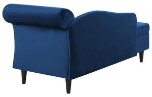 Chaise longue Rivestimento in velluto blu con contenitore a versione destra con imbottitura Beliani