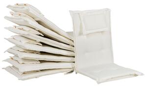 Cuscini di ricambio per sedie da esterno Set di 8 cuscini con imbottitura spessa in tessuto bianco sporco resistente ai raggi UV Beliani