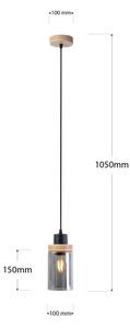 Lampada a sospensione con cavo WOODNEST 1xE27/15W/230V pino/nero fumé