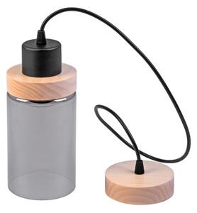 Lampada a sospensione con cavo WOODNEST 1xE27/15W/230V pino/nero fumé