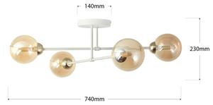 Lampadario a plafone OBSIDIAN 4xG9/10W/230V crema/dorato/beige fumé