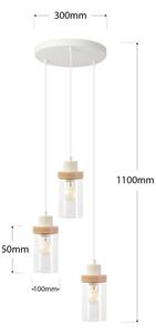Lampadario sospeso con cavo WOODNEST 3xE27/15W/230V pino/crema