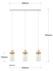 Lampadario a cavo WOODNEST 3xE27/15W/230V pino/crema