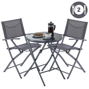 Tavolino da esterno Emys NATERIAL in acciaio con piano in vetro grigio / argento per 2 persone Ø 60 cm
