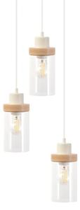 Lampadario sospeso con cavo WOODNEST 3xE27/15W/230V pino/crema