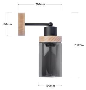 Applique WOODNEST 1xE27/15W/230V pino/nero fumé