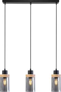 Lampadario a cavo WOODNEST 3xE27/15W/230V pino/nero fumé