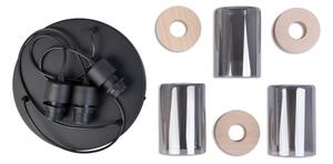 Lampadario sospeso su cavo WOODNEST 3xE27/15W/230V pino/nero fumé