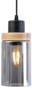 Lampadario sospeso su cavo WOODNEST 3xE27/15W/230V pino/nero fumé
