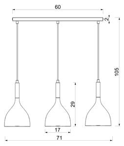 Lampada a sospensione su cavo NOAK 3xE27/15W/230V, colore crema