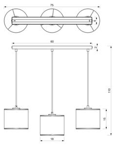 Lampadario a sospensione con cavo ARDEN 3xE27/15W/230V beige/marrone