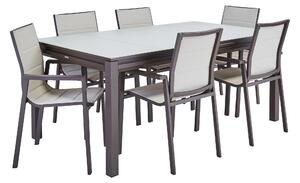 Tavolo da giardino allungabile Odyssea NATERIAL in alluminio con piano in vetro marrone per 10 persone 180/240x100cm