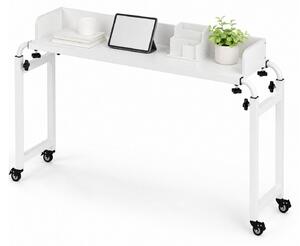 Tavolino regolabile in altezza e lunghezza, con rotelle, per letto, ideale per laptop e per attività di cura personale (bianco)