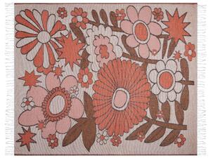 Coperta multicolore misto poliestere e acrilico 130 x 170 cm decorativo motivo floreale rovesciato Beliani