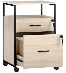 Vinsetto Cassettiera per Scrivania con 2 Cassetti e Ruote, per Formato Lettera A4 44x40x66,5 cm, Legno | Aosom Italy