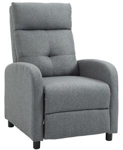 HOMCOM Poltrona Reclinabile 155° max in Tessuto Effetto Lino Grigio con Poggiapiedi, 67x87x98 cm | Aosom Italy