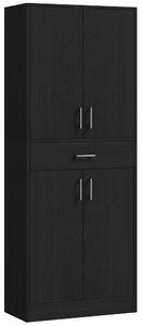 HOMCOM Credenza Cucina Alta con 2 Armadietti e un Cassetto Centrale, Ripiani Regolabili e 4 Ante Totali, Nero | Aosom Italy