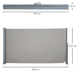 Outsunny Tenda da Sole Laterale e Avvolgibile (3x1.6m) in Alluminio e Poliestere Imperemabile Anti-UV, per Vento/Privacy