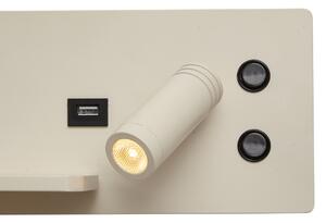 Set di 2 lampade da parete beige con LED, USB e caricatore a induzione - Riza