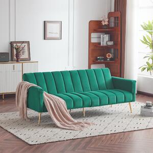 Divano Letto Trasformabile 3-in-1 con Schienale Regolabile in 3 Angolazioni (105°, 140°, 180°), Ideale per Soggiorno, Divano Letto 3 Posti, Verde