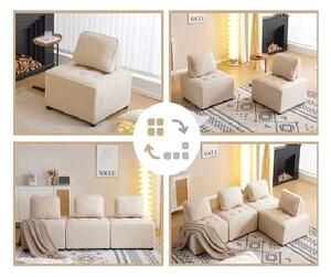 Divano Modulare e Confortevole per Soggiorno in Velluto Teddy, Combinabile, Capacità di Carico 150 kg per Posto, Poltrone Sofa Divani, Beige