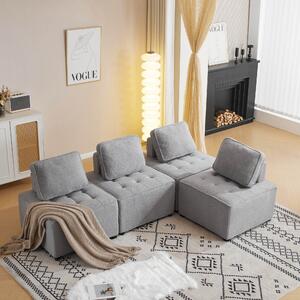 Divano Modulare e Confortevole per Soggiorno in Velluto Teddy, Combinabile, Supporta fino a 150 kg, 76x73x76 cm - Poltrone Sofa Moderne, Grigio