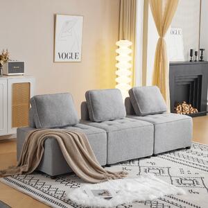 Divano Modulare per Soggiorno in Tessuto Teddy Vellutato, Combinazione Flessibile, Design Moderno, 76x73x76 cm - Poltrone Relax Moderne, Grigio