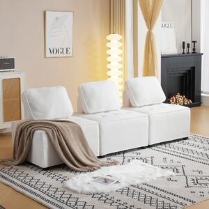 Divano Modulare per Soggiorno in Tessuto Teddy Vellutato, Combinazione Flessibile, Design Moderno, 76x73x76 cm - Poltrone Relax Moderne, Bianco