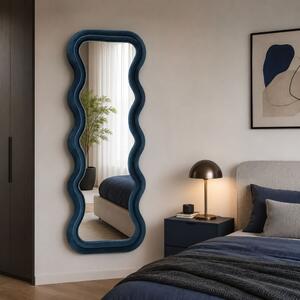 Specchio da Parete in Velluto blu Design onda Marea