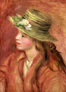 Riproduzione Young Girl in a Straw Hat c 1908, Pierre Auguste Renoir
