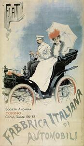 Fotografia Poster advertising an early 'FIAT' car 1899, Carpanetto, Giovanni Battista