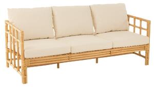 Divano Elise+cuscino 3 persone Rattan/tessuto Naturale/Bianco
