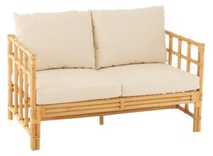 Divano Elise+cuscino 2 persone Rattan/tessuto Naturale/Bianco