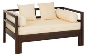 Divano letto J-Line Conie - materasso + 4 cuscini - legno - testa di moro ND