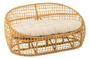 Divano J-Line Lise+cuscino 2 persone Rattan/tessuto Naturale/Bianco