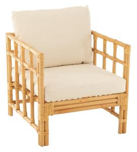Poltrona J-Line Elise+Cuscino Rattan/Tessuto Naturale/Bianco