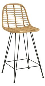 J-Line Sgabello da bar Leonie Outdoor Metallo/Rattan Naturale/Nero