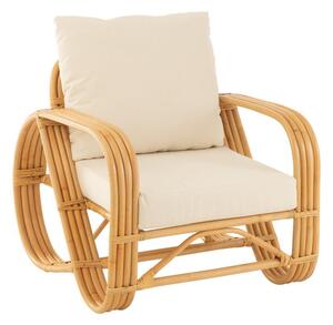 Poltrona J-Line+Cuscino Rattan/Tessuto Naturale/Bianco