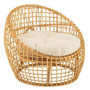 Sedia J-Line Lise+Cuscino 1 Persona Rattan/Tessuto Naturale/Bianco
