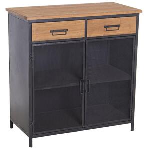 MOBILE DA INGRESSO IN METALLO/LEGNO CON 2 ANTE GRIGLIATE+2 CASSETTI 80X40X85CM, DM+IMPIALLACCIATURA ABETE LL68325