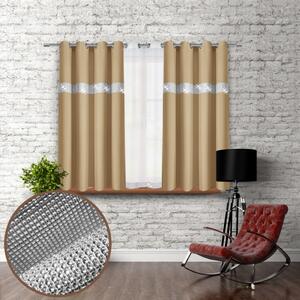 Tenda su anelli con zirconi 140x160 cm beige