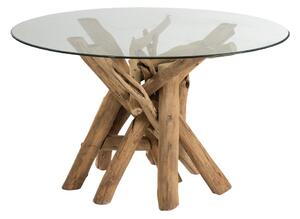 J-Line Tavolo Rami Rotondi Legno/Vetro Naturale 130 cm
