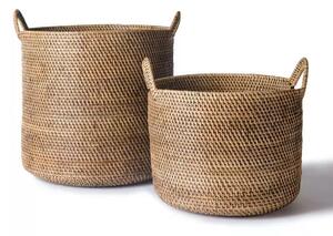 Cesti decorativi in rattan Siberut 100% naturale con manici, realizzati a mano con finitura naturale