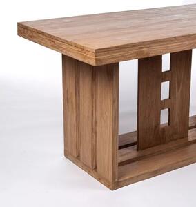 Tavolo da pranzo rettangolare Labua in legno massello di teak naturale, realizzato a mano con finitura naturale, origine Indonesia