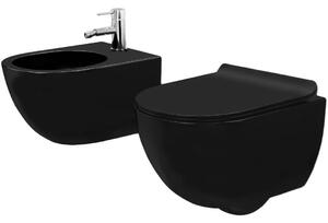 Set vaso WC CARLO Mini Black Mat + Bidet Carlo Black