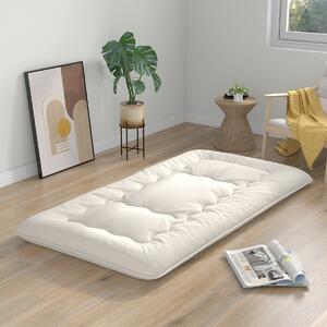 Costway Materasso futon portatile con copertura lavabile sacca da trasporto, Tappeto arrotolabile per pavimento 90cm Beige
