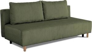 GINO Divano letto a 3 posti - Velluto a coste color kaki - Con contenitore - L 195 x H 89 x P 91 cm
