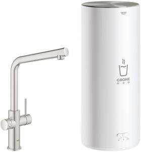 Rubinetto per acqua bollente Grohe Red con bocca a L e bollitore Supersteel