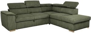 Divano angolare convertibile reversibile - 5 posti - DAYTONA - Velluto kaki - Vano contenitore - L260 x H94 x P216 cm